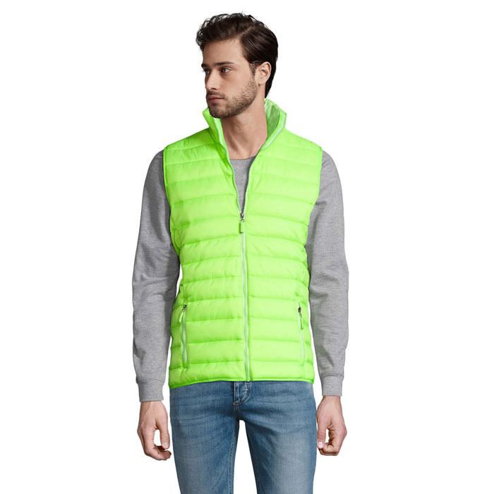 Doudoune sans manches homme personnalisée WAVE lime fluo